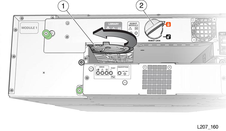 Bullwheel gear seen from rear of Base