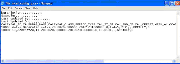 Shows file_mcal_config_g.csv opened in a text editor.