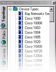 Displays the device types list in the Hierarchy pane.