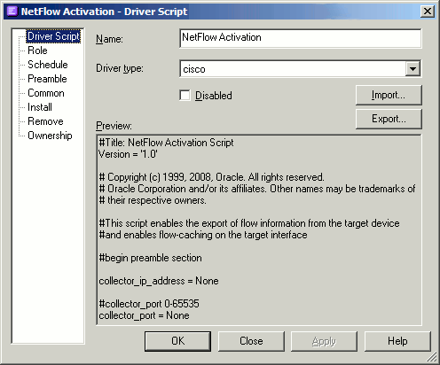 Screenshot of setting variables on the driver script page