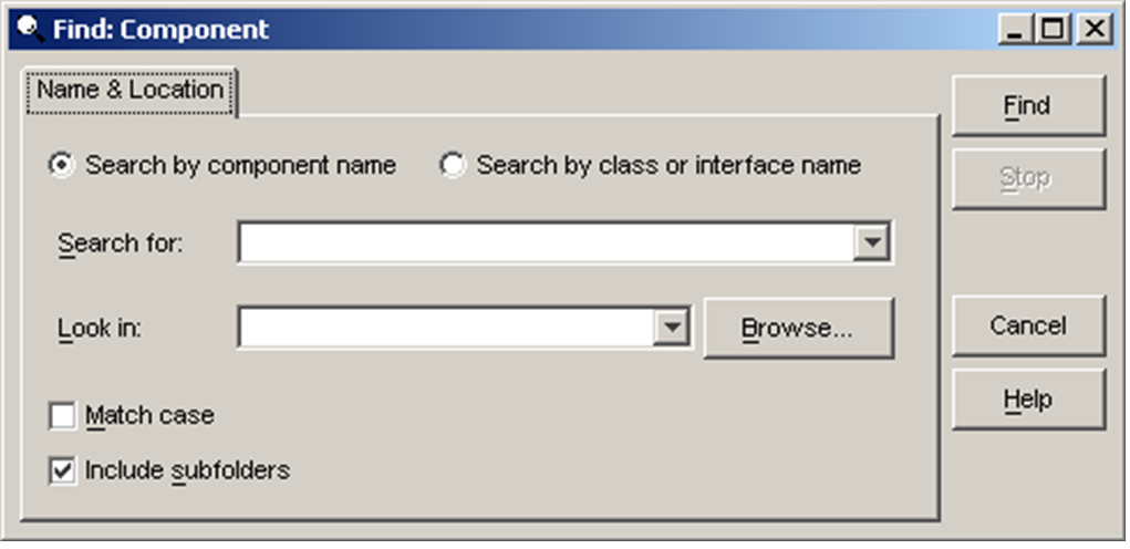 The Find:Component dialog box