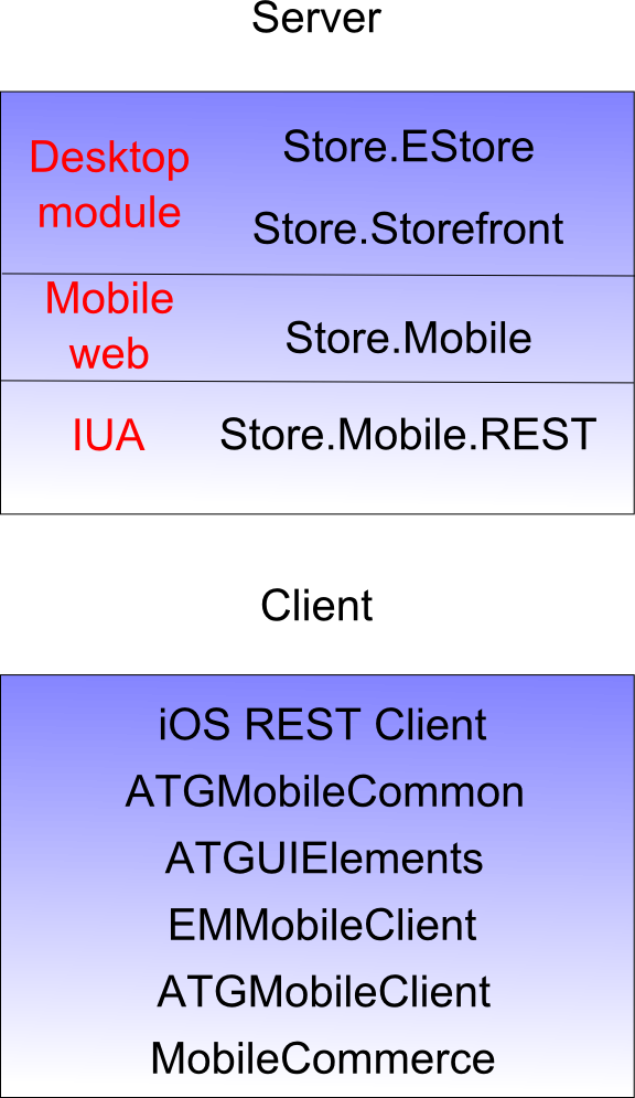 This illustration is described in the preceding text. XE "Server and Client Composition"