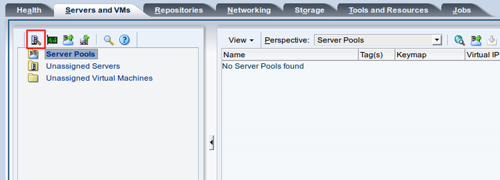 This figure shows the Discover Servers icon in the Servers and VMs tab.