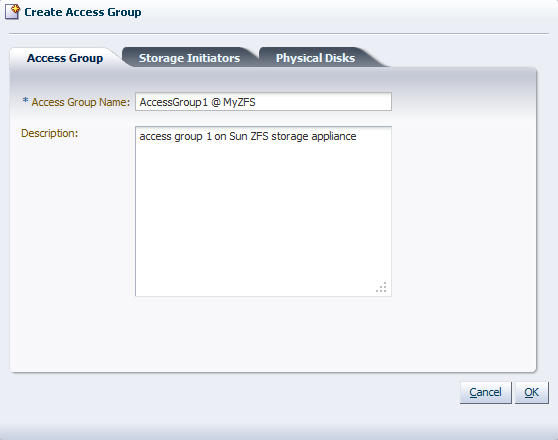 This figure shows the Access Group tab in the Create Access Group dialog box.