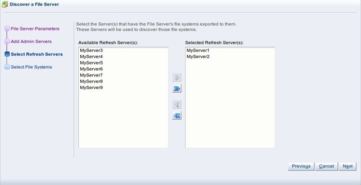 This figure shows the Refresh Servers dialog box.