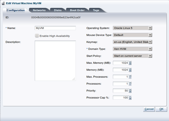 This figure shows the Edit Virtual Machine dialog box.