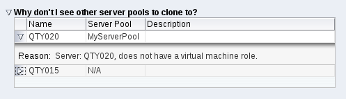 This figure shows an example of non-valid server pools during the cloning process.
