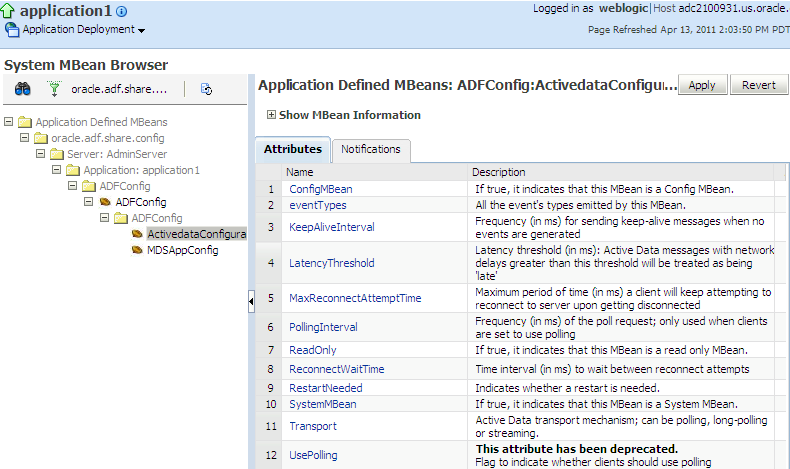 Active Data Service configuration