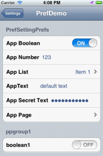 PrefDemo settings page is available in Settings.