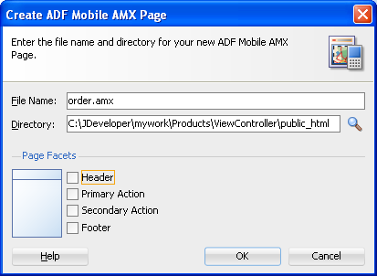 Create Local ADF Mobile XML Page Dialog