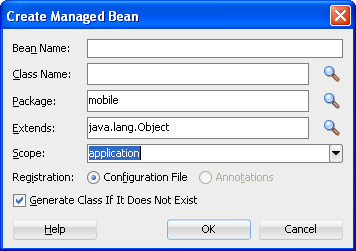 Create Managed Bean Dialog