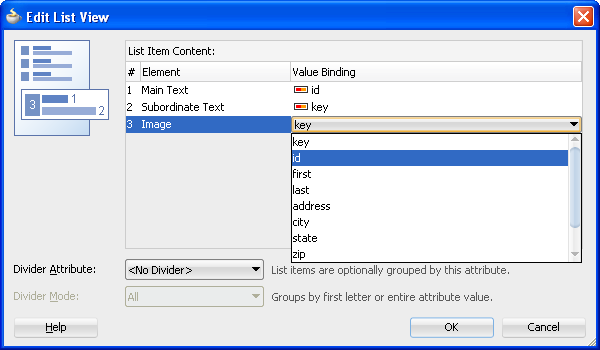 Edit Dialog for ADF Mobile List View