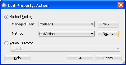 Edit Property Dialog for Action