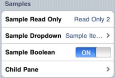 Sample of an iOS category selection.