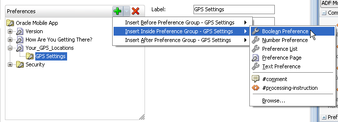 Select a boolean preference group.