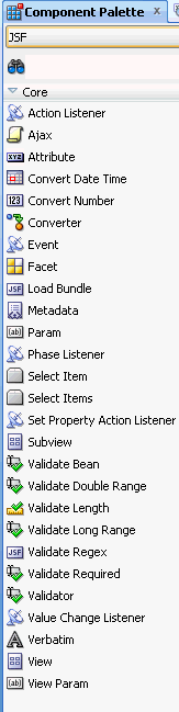 component palette core JSF