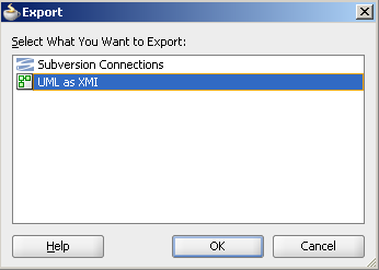 export uml as xmi dialog