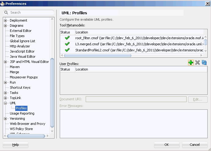 uml profile dialog