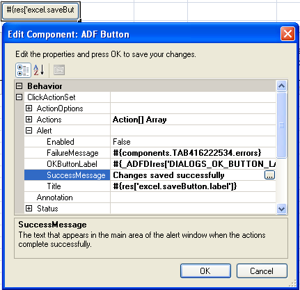 Alert Message Properties in an ActionSet