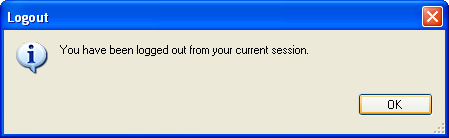 Logout confirmation dialog box