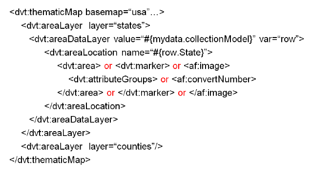 Tag structure for thematic map data layers.