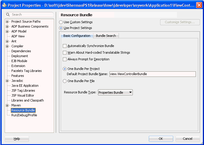 Project Properties Resource Bundle.