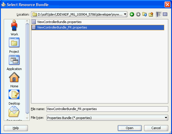 Select Resource Bundle dialog