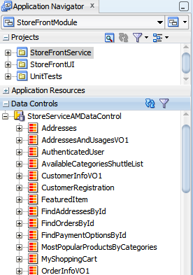 Data Controls panel in JDeveloper