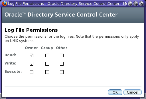image:Log File Permissions screen in the DSCC