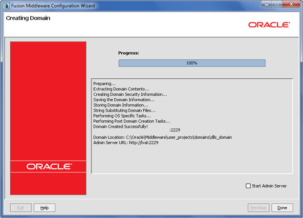 Screenshot van Oracle Datalens Server software.