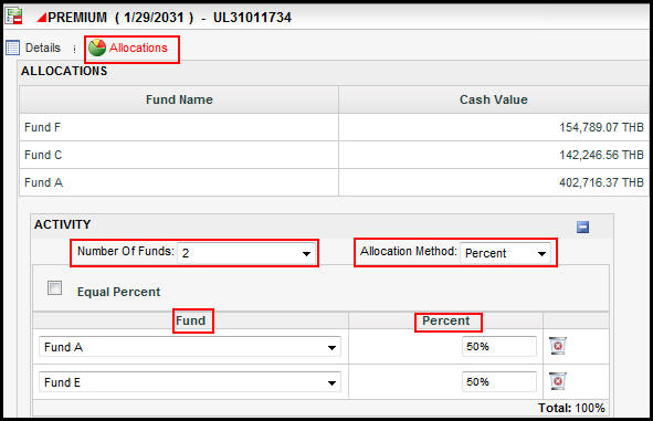 Activity allocations