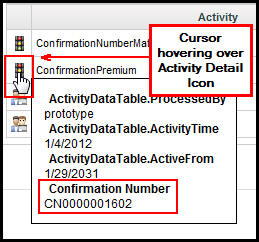 Confirmation Number Displayed on Activity Screen