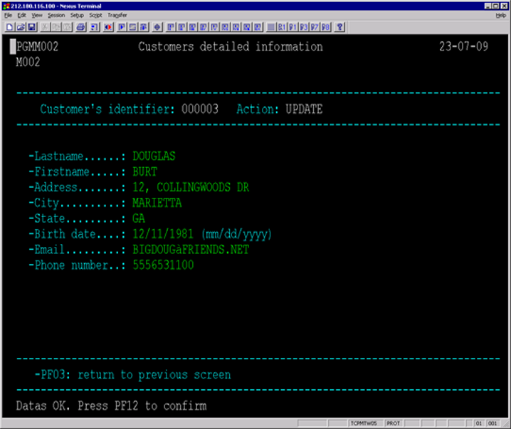 VSAMファイルの更新