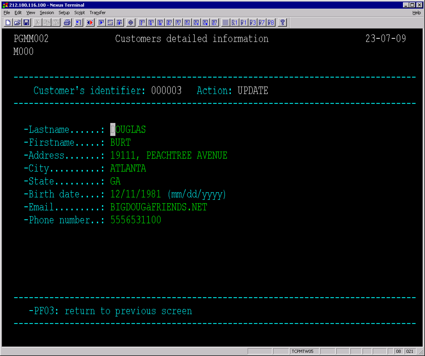 VSAMファイルの更新