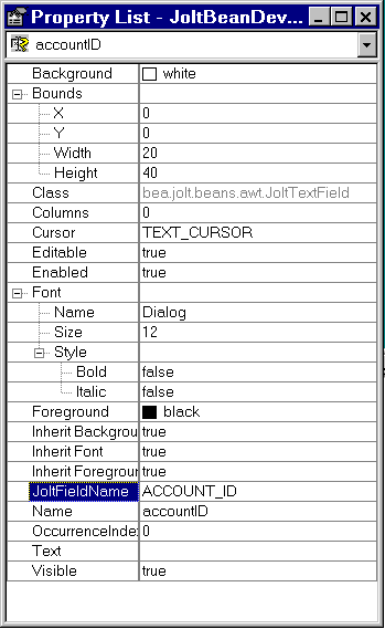 JoltFieldNameを変更したJoltTextFieldプロパティ・リスト