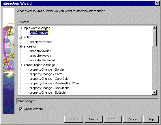 dataChangedイベントの選択