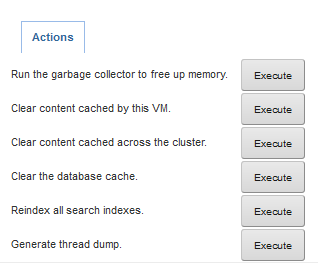 Control Panel options to clear the clustered cache