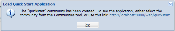 Load Quick Start complete message