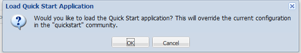 Load Quick Start application confirmation message
