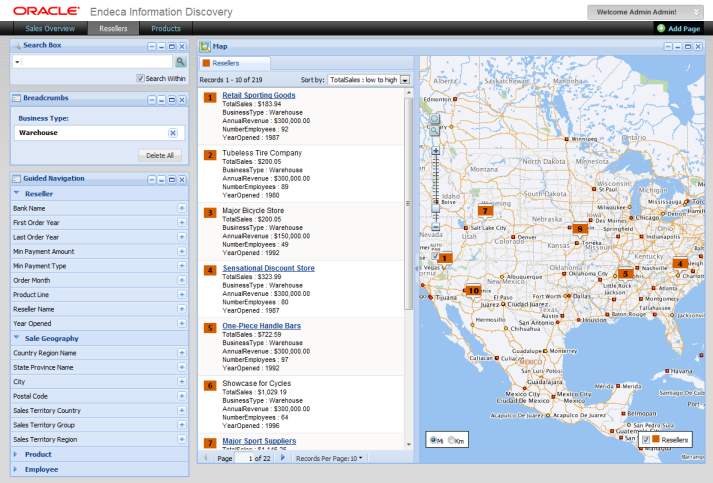 Quick Start sample application - Resellers page