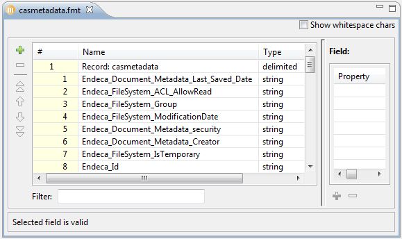 Example Metadata editor after running the Record Store wizard