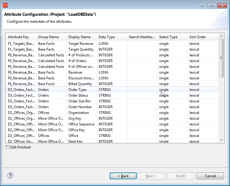 Load Data from OBI Attribute Configuration