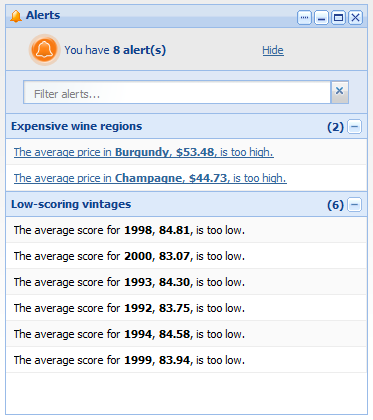 Expanded Alerts list