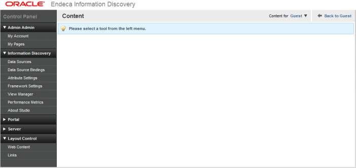 Control Panel functions