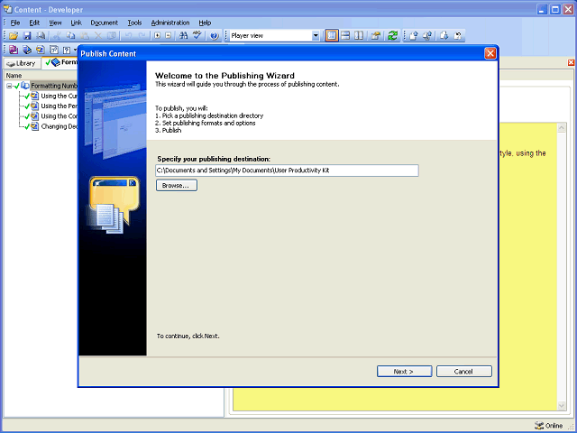 Screen image of this step