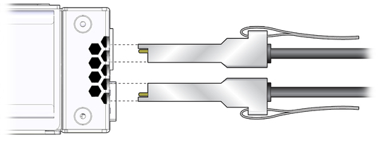 image:Illustration shows the alignment of the InfiniBand cables.