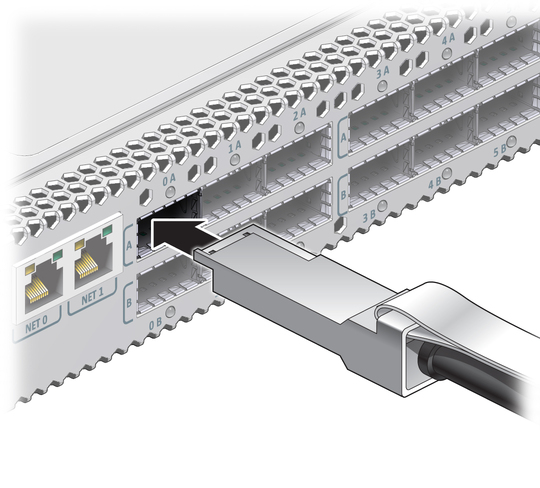 image:Illustration shows the InfiniBand cable being installed.