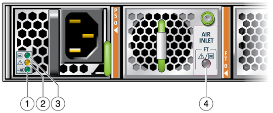 image:Illustration shows the status LEDs on the front.