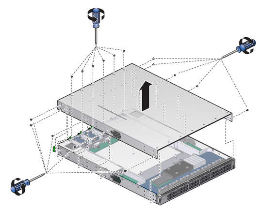 image:Illustration shows the chassis cover being removed.