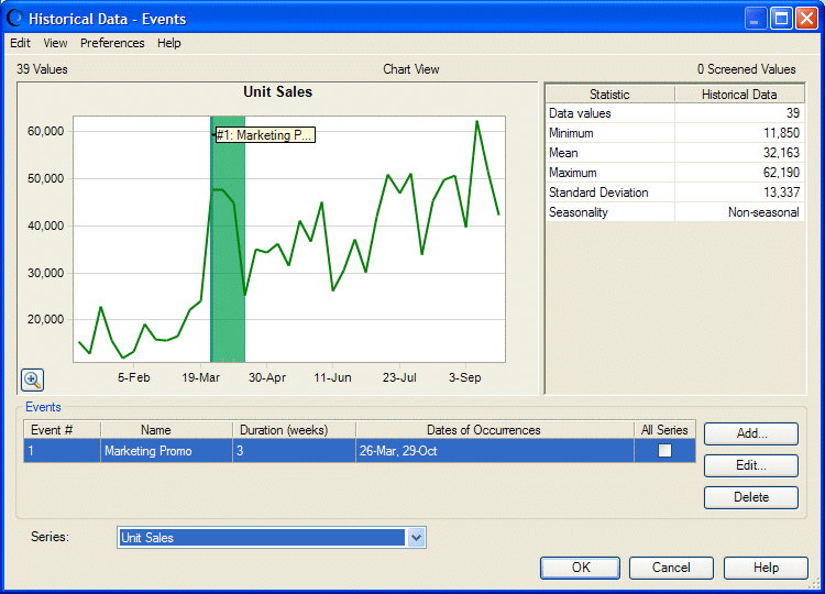 Historical Data - Events dialog as described in the following paragraphs